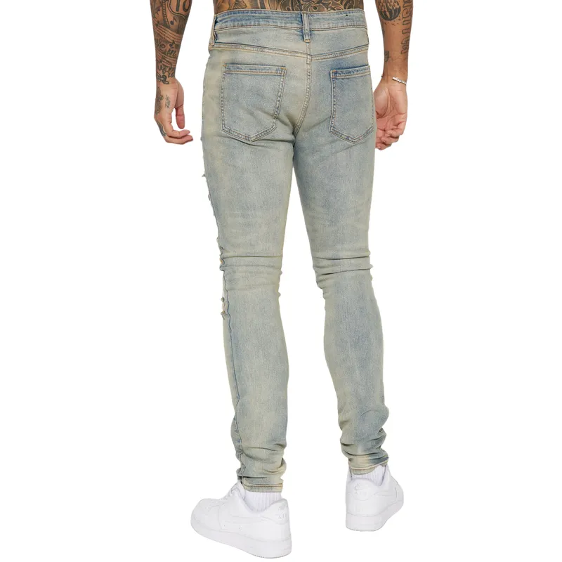 Men's Vintage Casual Slim Fit Ripped Washed Jeans 19961910F sold by Manly product image thumbnail 3