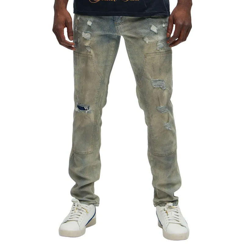 Men's Vintage Casual Slim Fit Ripped Washed Jeans 40250690F sold by Manly product image thumbnail 2