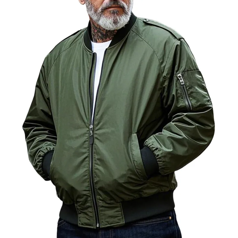 Men's Lightweight Casual Rib Collar Nylon Bomber Jacket 22883419F sold by Manly