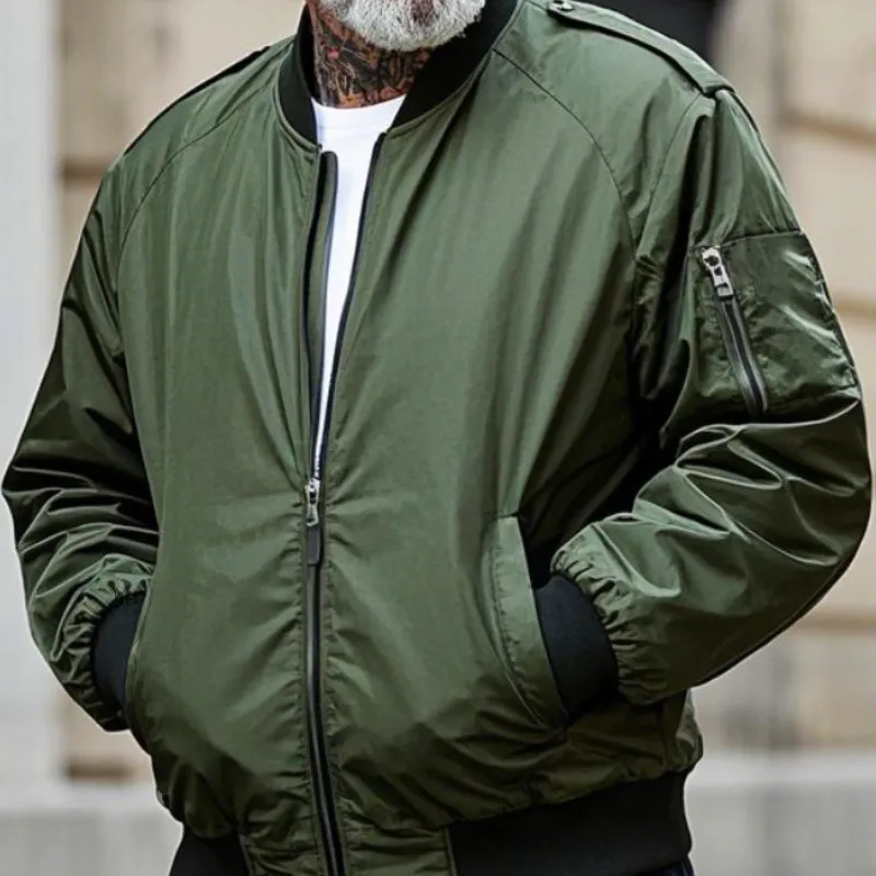 Men's Lightweight Casual Rib Collar Nylon Bomber Jacket 22883419F sold by Manly product image thumbnail 3