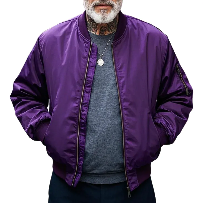Men's Lightweight Casual Rib Collar Nylon Bomber Jacket 04916110F sold by Manly