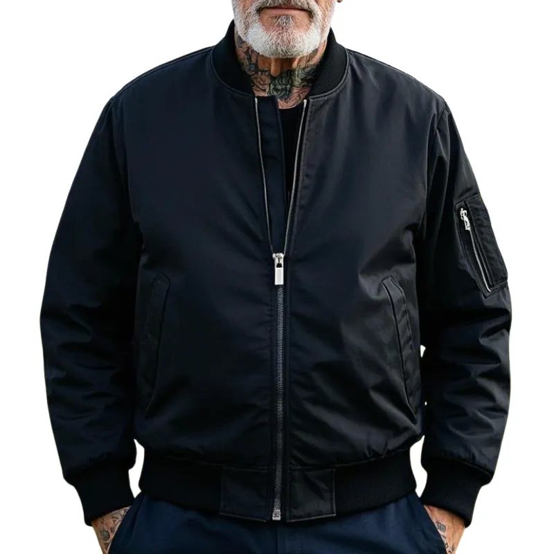 Men's Lightweight Casual Rib Collar Nylon Bomber Jacket 74150970F sold by Manly