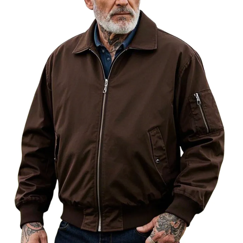 Men's Lightweight Lapel Nylon Bomber Jacket 24575064F sold by Manly