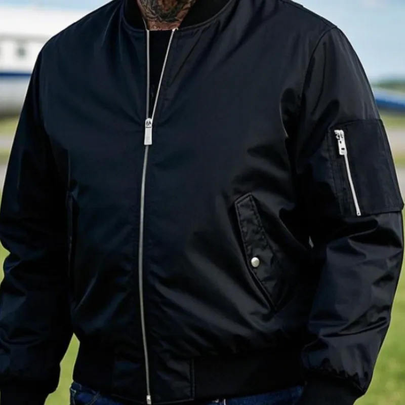 Men's Lightweight Casual Rib Collar Nylon Bomber Jacket 89871561F sold by Manly product image thumbnail 3