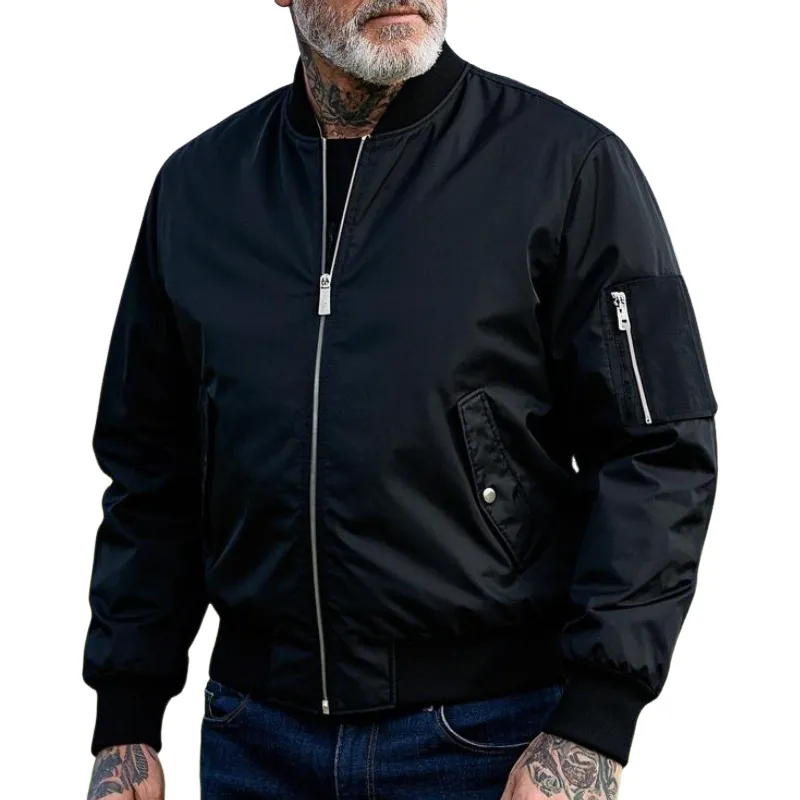 Men's Lightweight Casual Rib Collar Nylon Bomber Jacket 89871561F sold by Manly