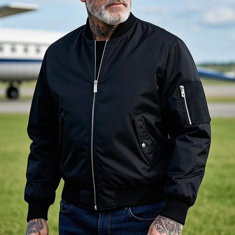 Men's Lightweight Casual Rib Collar Nylon Bomber Jacket 89871561F sold by Manly product image thumbnail 2