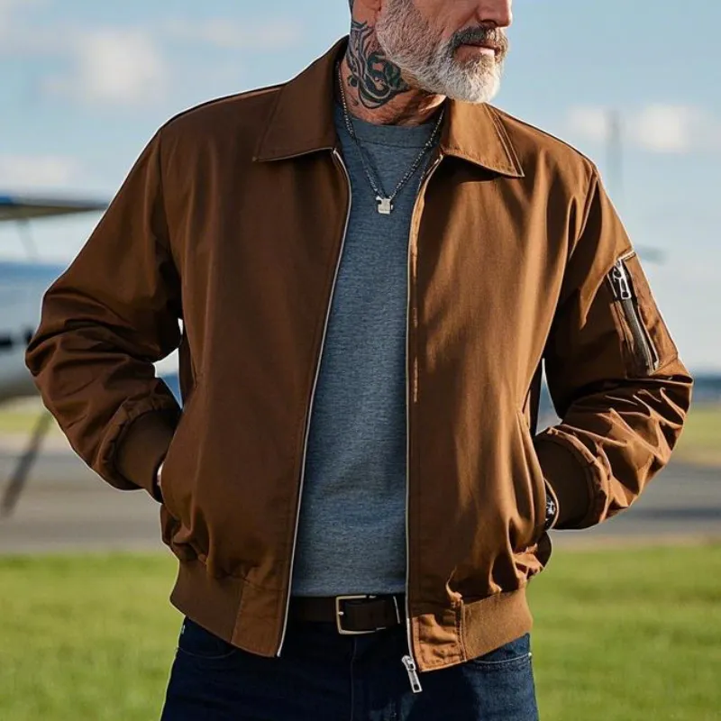 Men's Lightweight Lapel Nylon Bomber Jacket 81927235F sold by Manly product image thumbnail 2