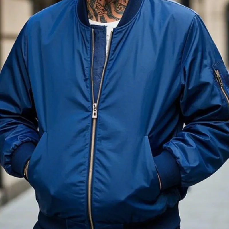 Men's Lightweight Casual Rib Collar Nylon Bomber Jacket 63443002F sold by Manly product image thumbnail 3