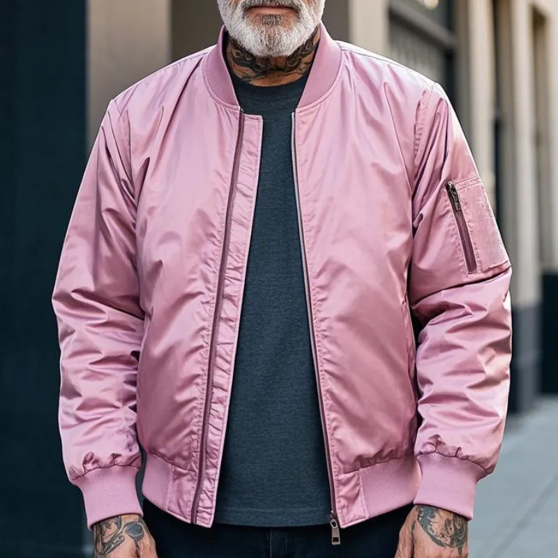 Men's Lightweight Casual Rib Collar Nylon Bomber Jacket 85396420F sold by Manly product image thumbnail 2