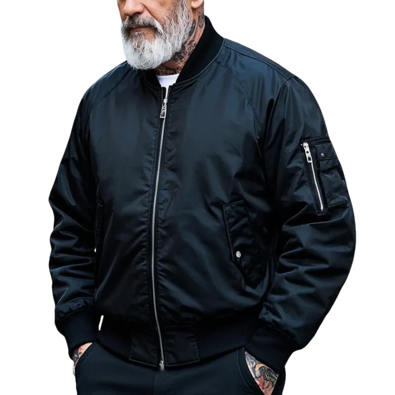 Men's Lightweight Casual Rib Collar Nylon Bomber Jacket 58403217F sold by Manly