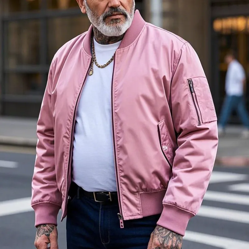 Men's Lightweight Casual Rib Collar Nylon Bomber Jacket 33938297F sold by Manly product image thumbnail 2