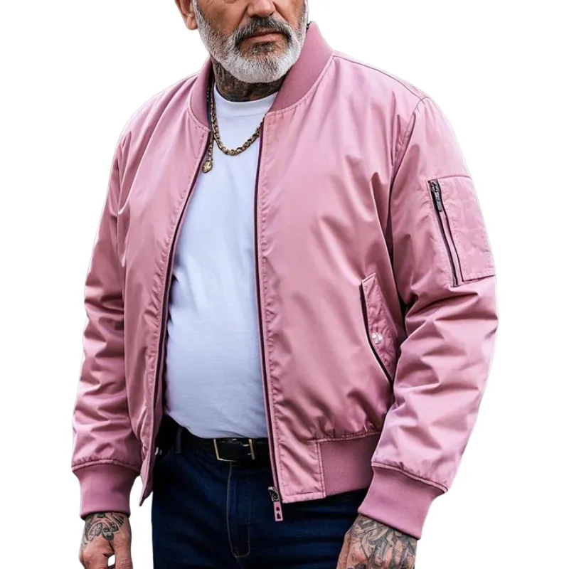 Men's Lightweight Casual Rib Collar Nylon Bomber Jacket 33938297F sold by Manly