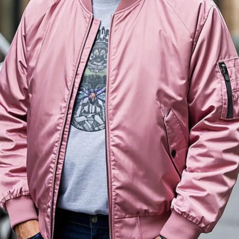 Men's Lightweight Casual Rib Collar Nylon Bomber Jacket 39210787F sold by Manly product image thumbnail 3