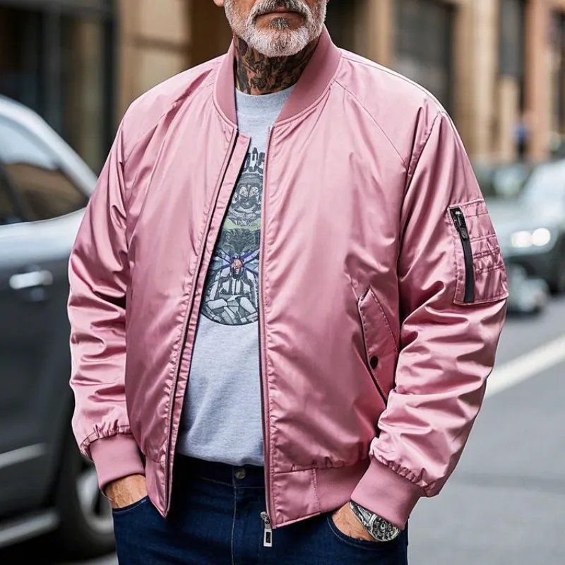 Men's Lightweight Casual Rib Collar Nylon Bomber Jacket 39210787F sold by Manly product image thumbnail 2