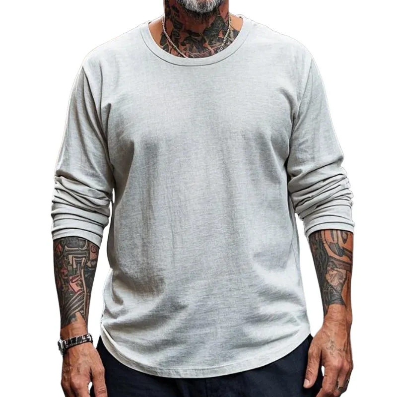 Men's Vintage Casual Round Neck Long Sleeve T-shirt 81769046F sold by Manly