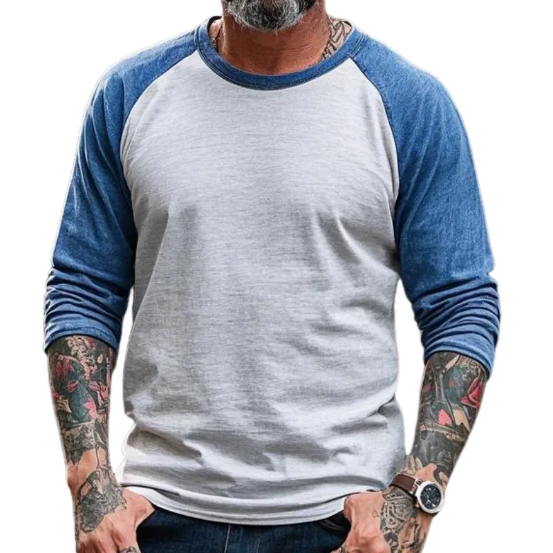 Men's Vintage Western Crew Neck Cotton Blend Raglan Long Sleeve T-shirt 38110620F sold by Manly