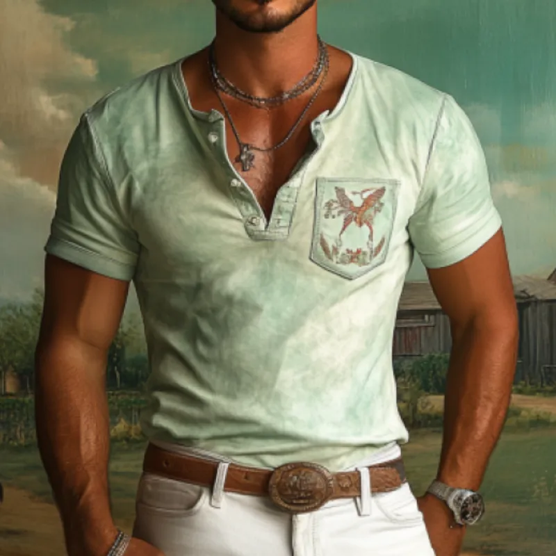 Men's Retro 90s Western Style Slim Fit Suede Deep V Neck T-Shirt 10605391K sold by Manly product image thumbnail 3