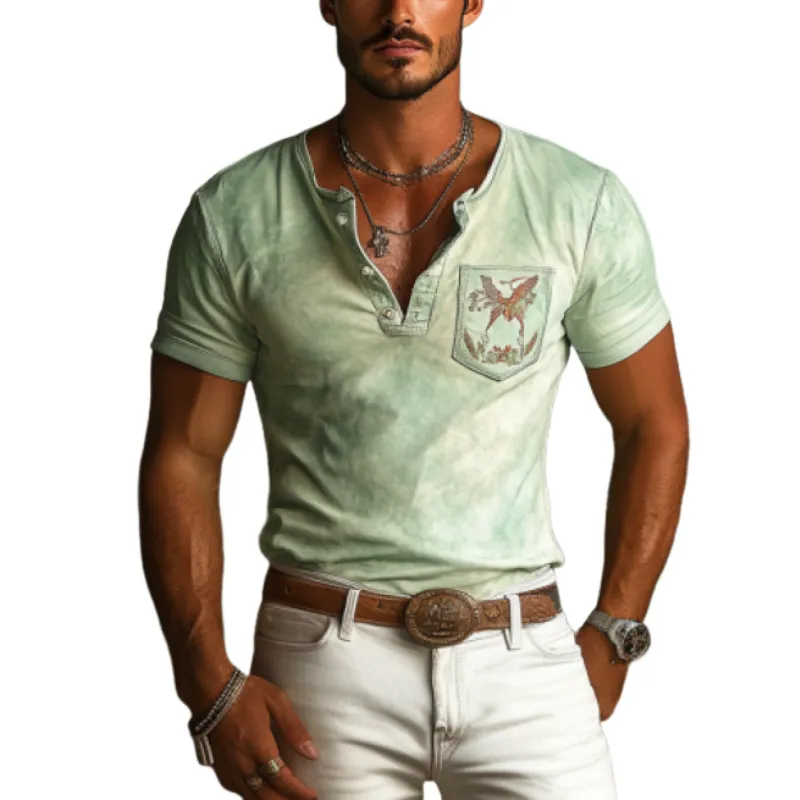 Men's Retro 90s Western Style Slim Fit Suede Deep V Neck T-Shirt 10605391K sold by Manly