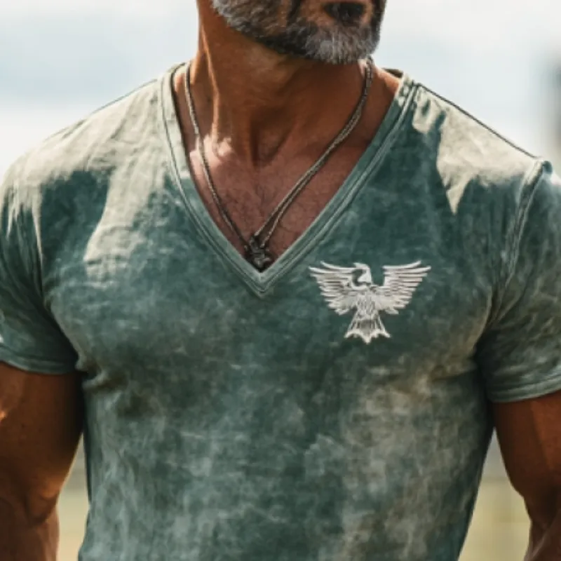 Men's Retro Western Style Slim Fit Suede Deep V Neck T-Shirt 71018265K sold by Manly product image thumbnail 4