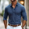 Men's Retro Casual Lapel Long Sleeve T-Shirt 67582026TO sold by Manly