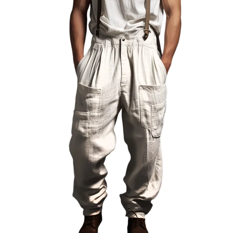Men's Retro Casual Linen Breathable Loose Long Pants 04974970TO sold by Manly