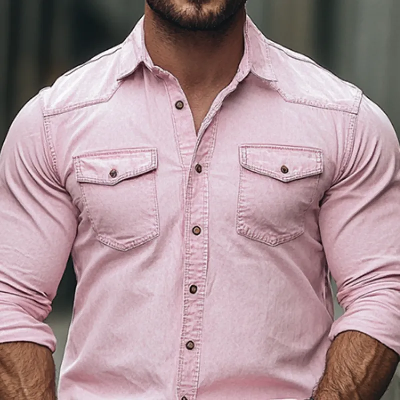 Men's Fashion Casual Slim Washed Denim Long Sleeve Shirt 82175372K sold by Manly product image thumbnail 4