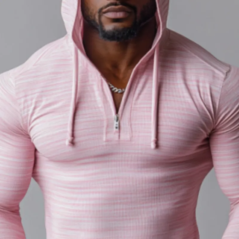 Men's Casual V-neck Zipper Slim Fit Hooded Long Sleeve T-shirt 73096269K sold by Manly product image thumbnail 3