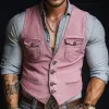 Men's Retro Fashion Casual Slim Fit V-Neck Multi-Pocket Washed Denim Vest 11422956K sold by Manly