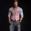 Men's Retro Fashion Casual Slim Fit V-Neck Multi-Pocket Washed Denim Vest 11422956K sold by Manly