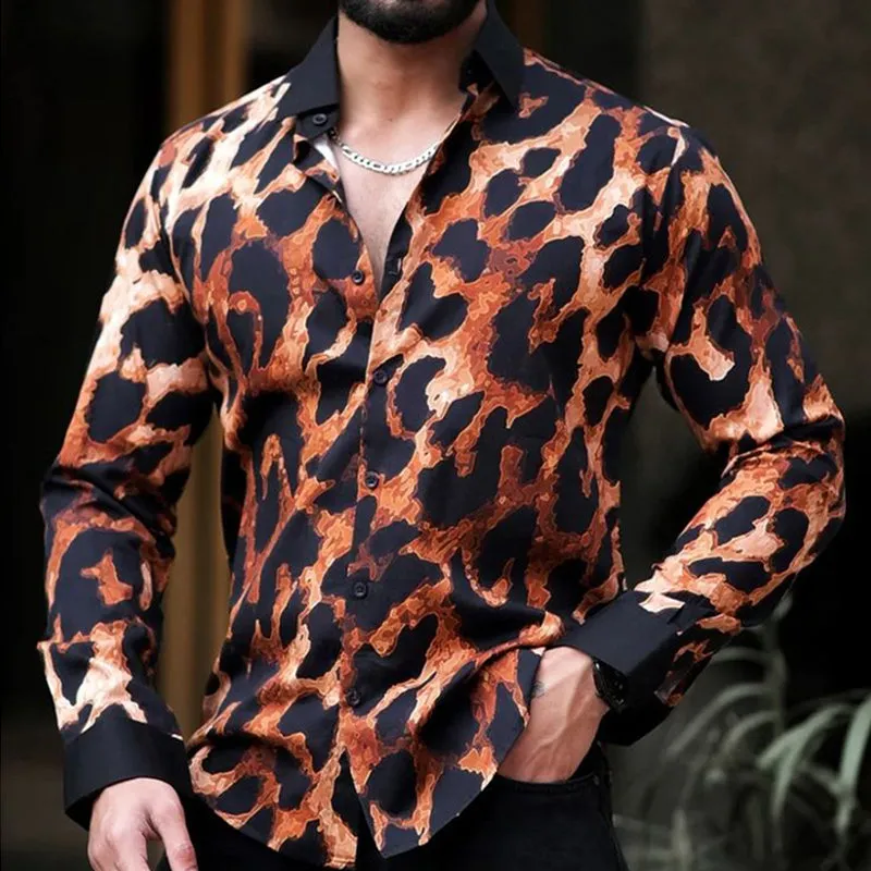 Men's Casual Vintage Leopard Print Long Sleeve Shirt 62412003U sold by Manly product image thumbnail 2