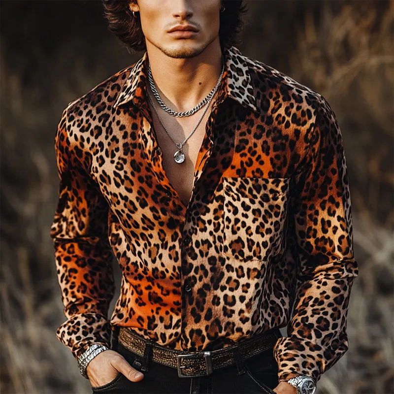 Men's Casual Vintage Leopard Print Long Sleeve Shirt 46312661U sold by Manly product image thumbnail 3