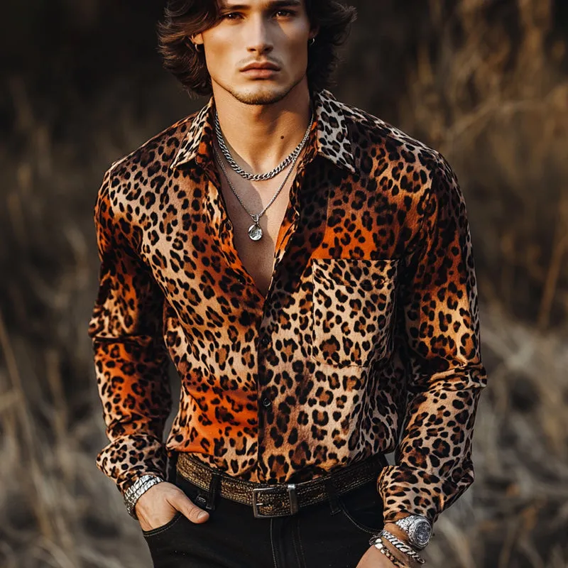 Men's Casual Vintage Leopard Print Long Sleeve Shirt 46312661U sold by Manly product image thumbnail 2