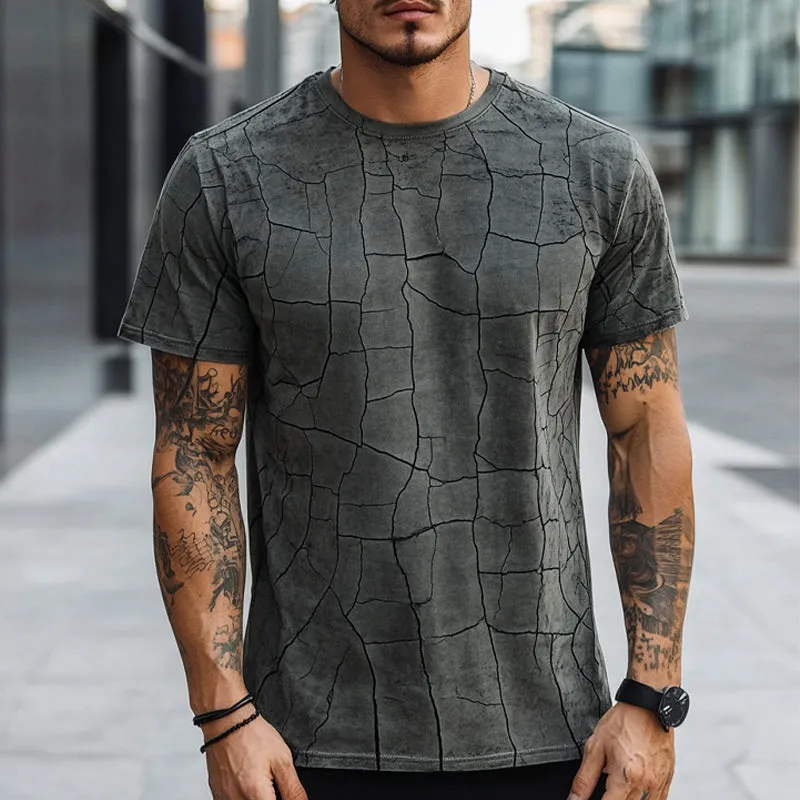 Men's Casual Loose Retro Print Round Neck Short Sleeve T-shirt 80132849U sold by Manly product image thumbnail 2