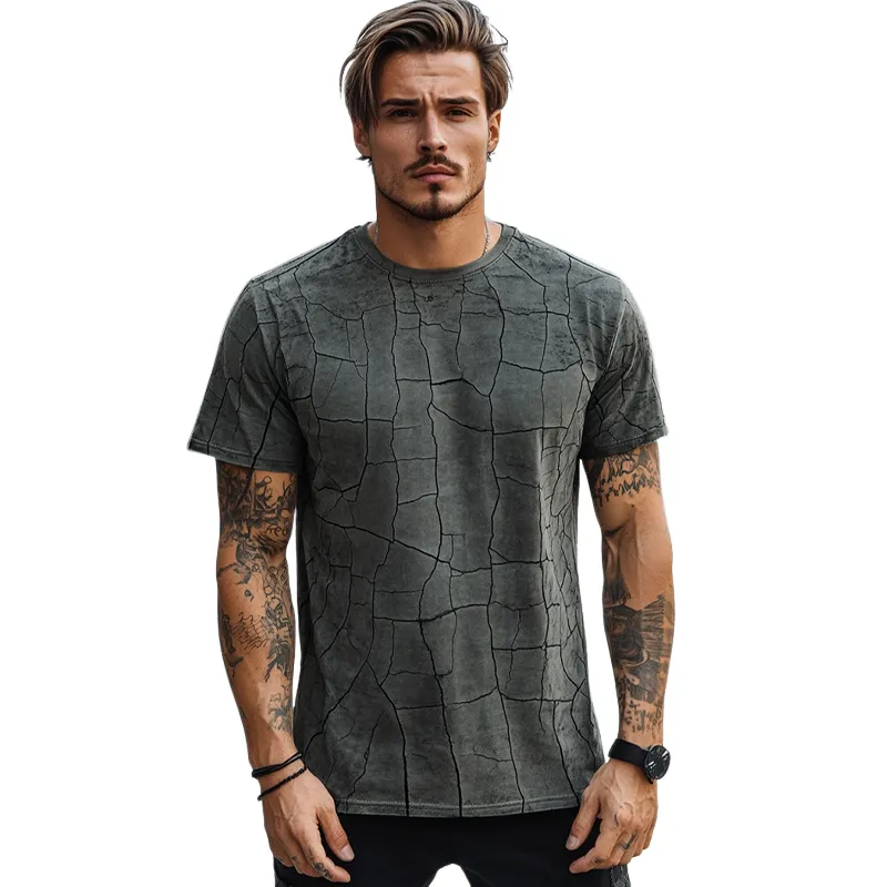 Men's Casual Loose Retro Print Round Neck Short Sleeve T-shirt 80132849U sold by Manly product image thumbnail 3
