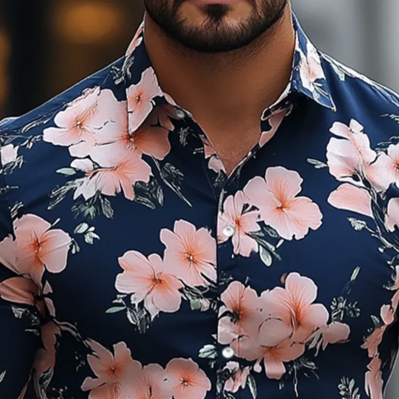 Men's Retro Casual Print Lapel Long Sleeve Shirt 58421161TO sold by Manly product image thumbnail 3