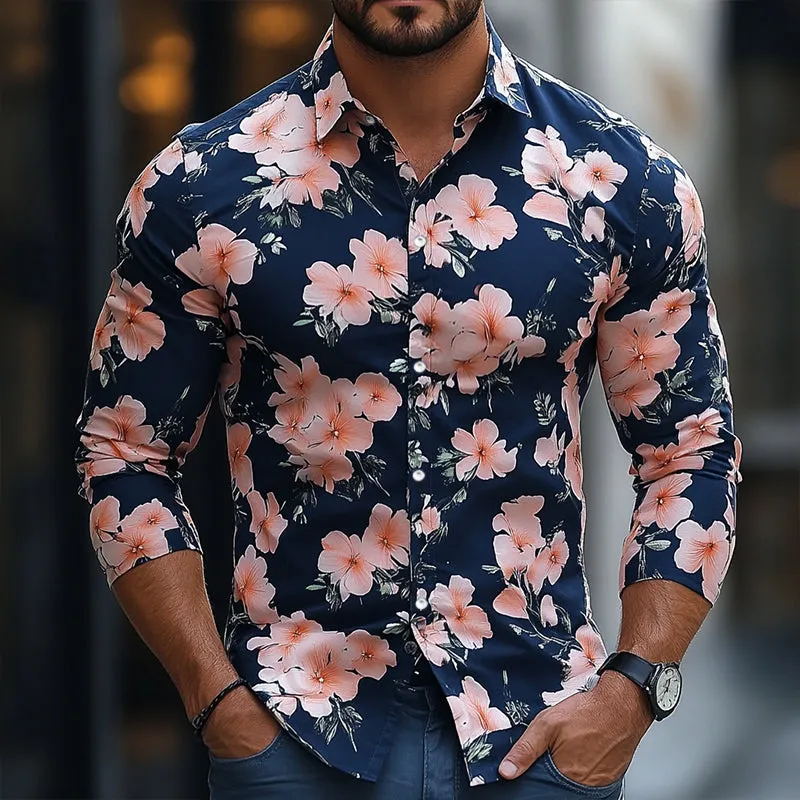 Men's Retro Casual Print Lapel Long Sleeve Shirt 58421161TO sold by Manly product image thumbnail 2