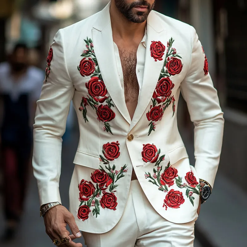 Men's Vintage Casual Rose Embroidered Blazer 08237234TO sold by Manly product image thumbnail 2