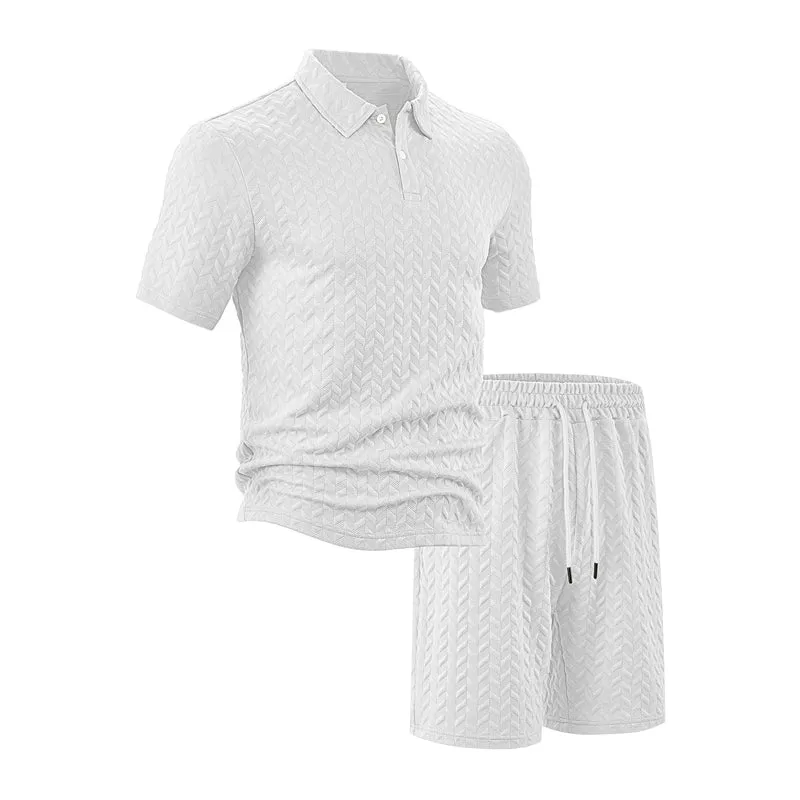 Men's Texture Solid Color Short Sleeve Shorts Set 88142525X sold by Manly product image thumbnail 5