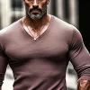 Men's Casual V-neck Long Sleeve T-shirt 89498814X sold by Manly