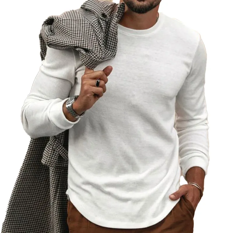 Men's Cotton Blend Round Neck Long Sleeve T-shirt 98431354X sold by Manly