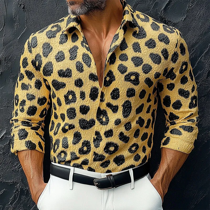 Men's Stylish Leopard Print Long Sleeve Shirt 50492787X sold by Manly product image thumbnail 2