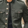 Men's Vintage Multi-Pocket Stand Collar Denim Jacket 08302812X sold by Manly