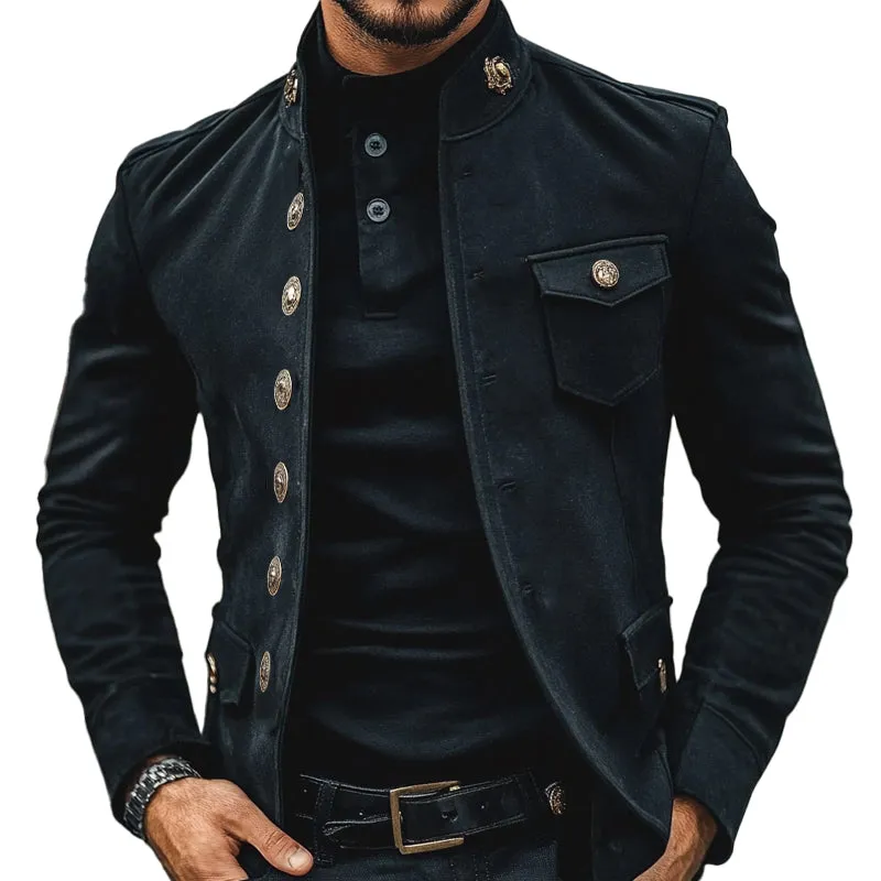 Men's Casual Stand Collar Single Breasted Jacket 43452272X sold by Manly