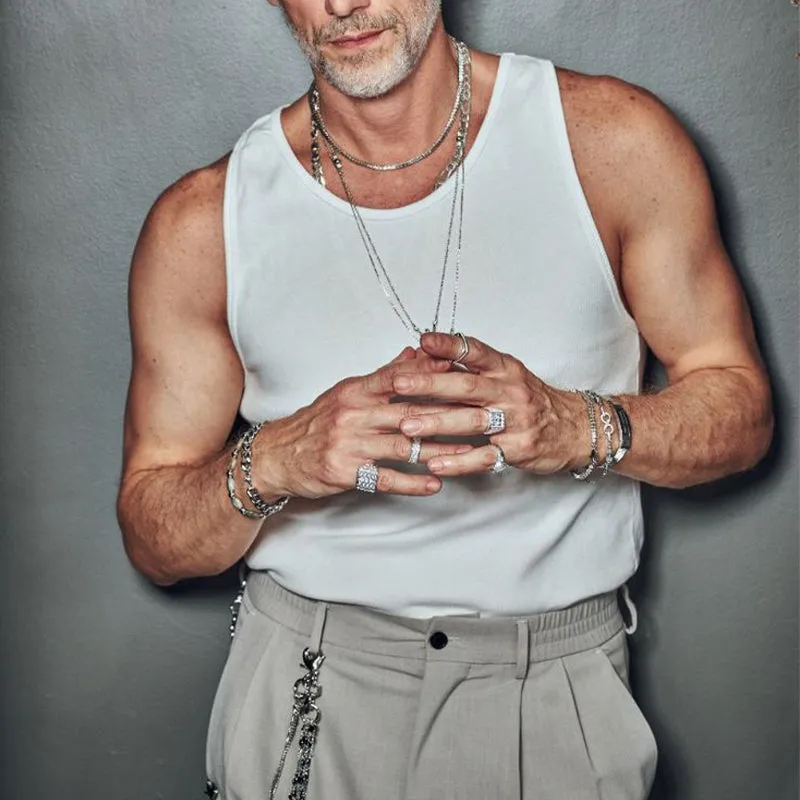 Men's Solid Color Round Neck Cotton Casual Tank Top 17243704X sold by Manly product image thumbnail 2