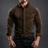 Men's Vintage Brown Suede Slim Fit Long Sleeve Shirt 39931345U sold by Manly