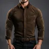 Men's Vintage Brown Suede Slim Fit Long Sleeve Shirt 39931345U sold by Manly
