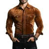 Men's Vintage Khaki Velvet Slim Fit Long Sleeve Shirt 12804087U sold by Manly
