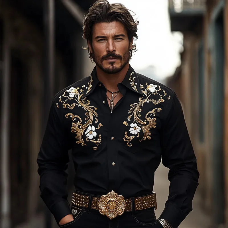 Men's Vintage Embroidered Cotton Long Sleeve Shirt 18608782U sold by Manly product image thumbnail 3