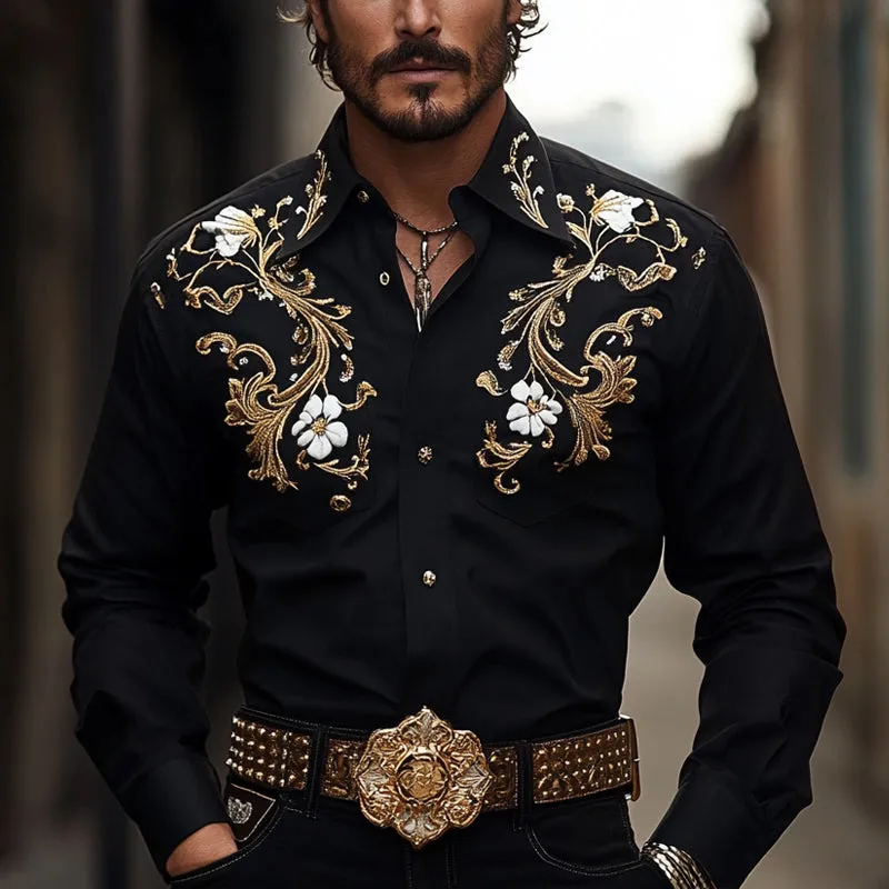 Men's Vintage Embroidered Cotton Long Sleeve Shirt 18608782U sold by Manly product image thumbnail 2