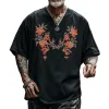 Men's Vintage Casual V-Neck Cotton Blend Embroidered Short Sleeve T-Shirt 20574324F sold by Manly